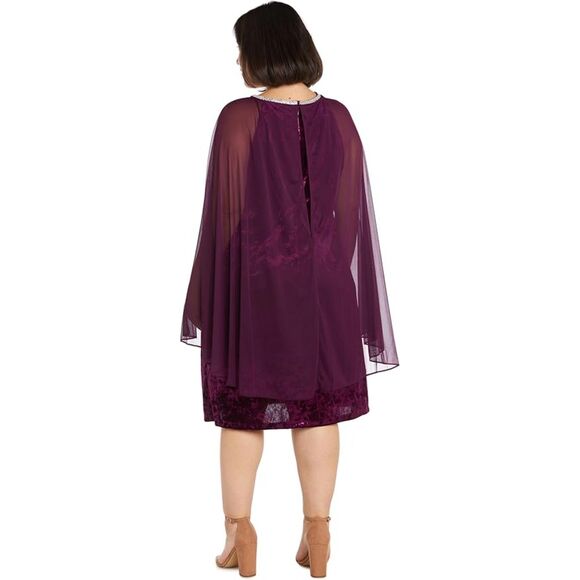 R&M Richards Plum Short Cocktail Mother of the Bride Cape Dress.  Sz 6 - Picture 4 of 13